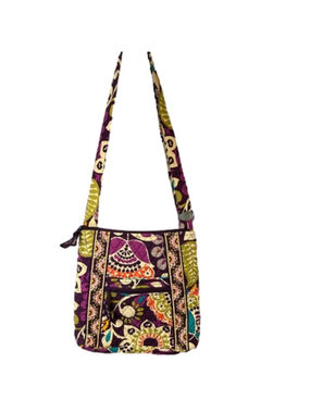 VERA BRADLEY Plum Crazy Small Cross Body Bag with Solid Plum Interior